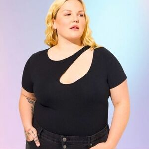 Torrid Foxy Black Size 3 Asymmetrical Cutout Top - NWT